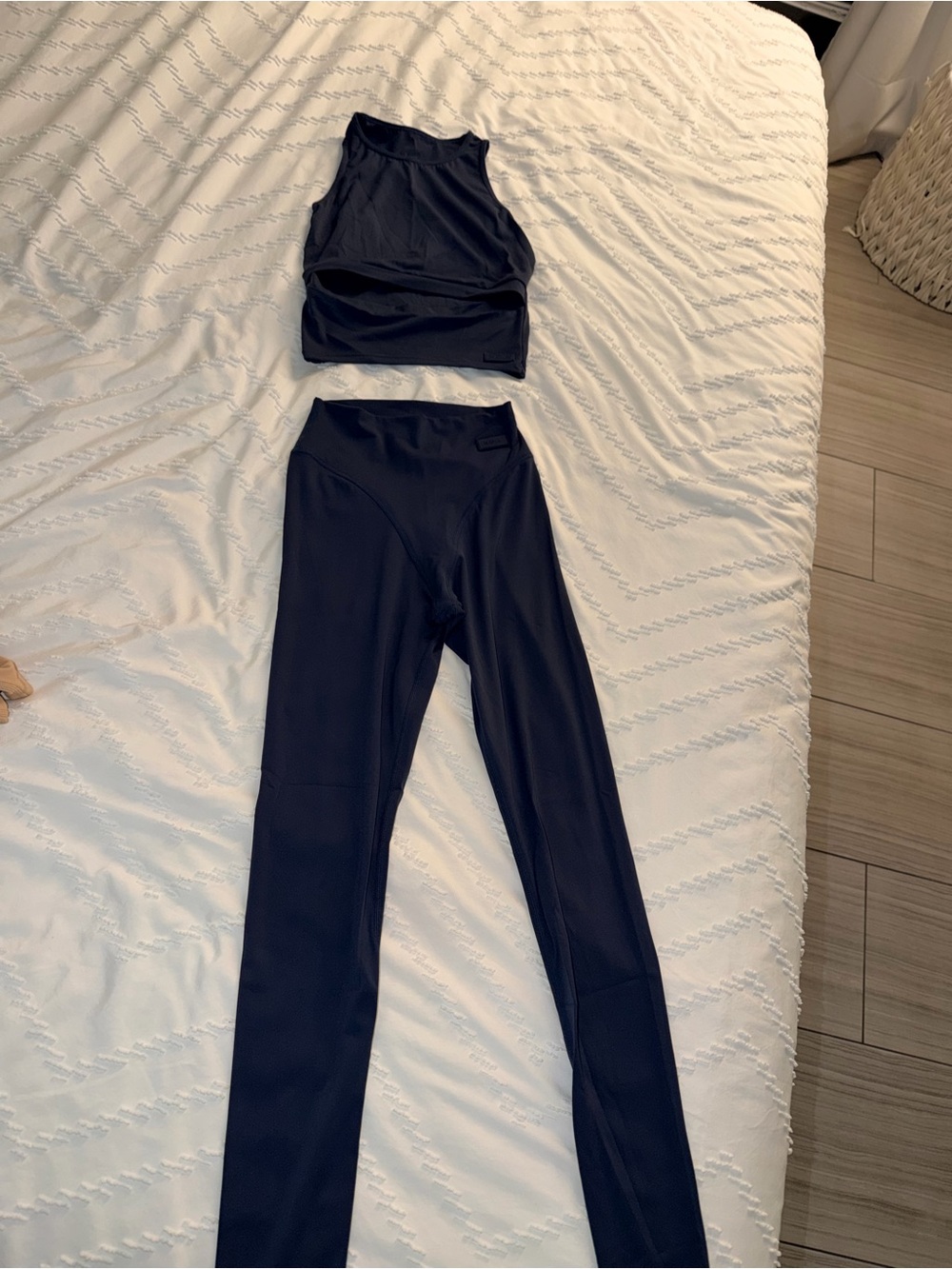 High-Rise Navy Active Leggings with Matching Crop Tank